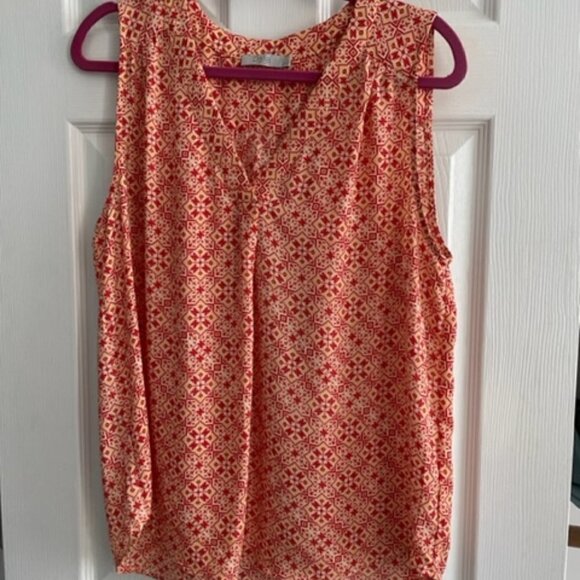 Sleeveless V Neck blouse orange/yellow Size L - Picture 1 of 4